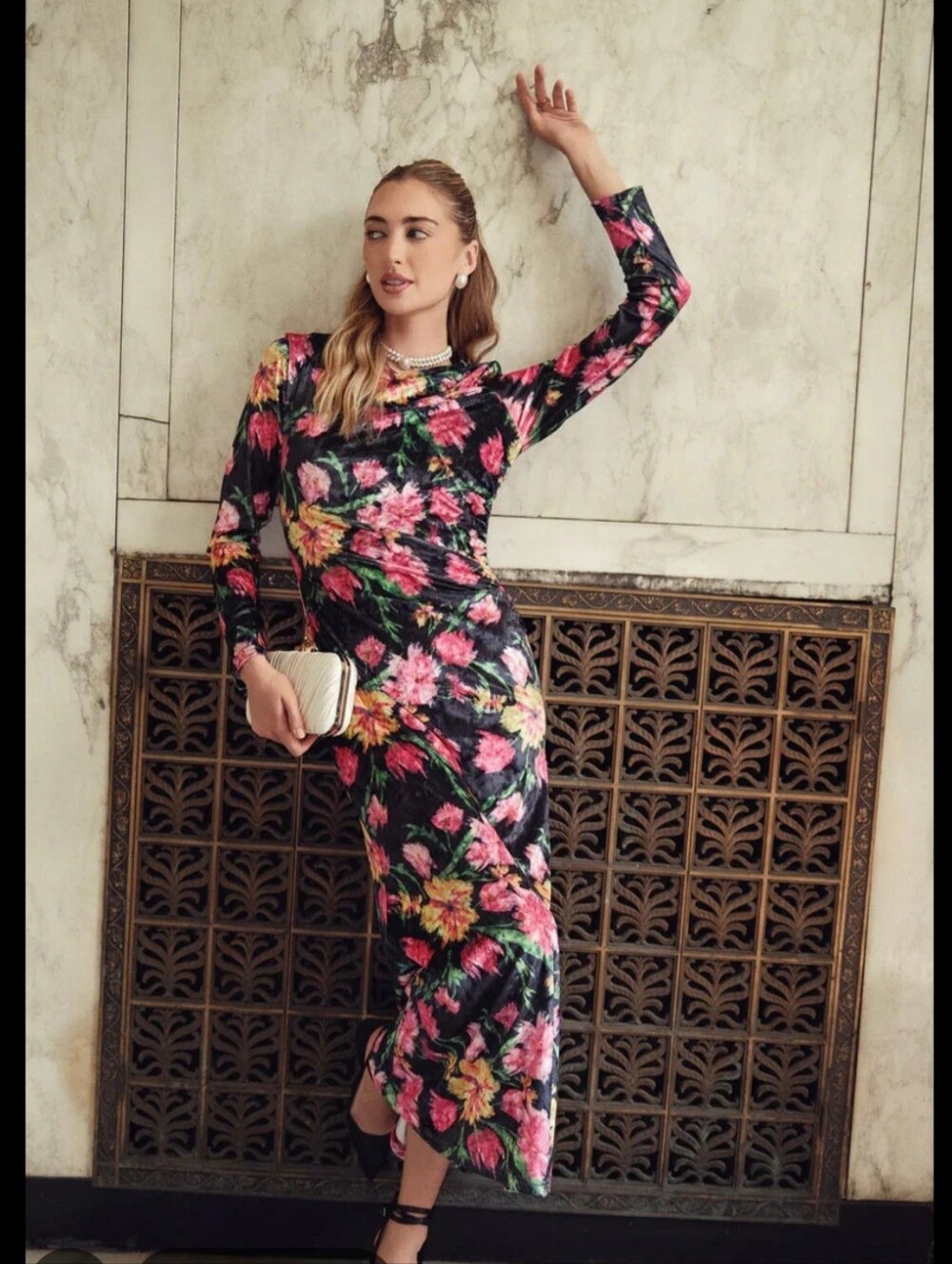 Alexia Admor Mesh Bodycon Midi Dress Floral Romance Rose Long Sleeve Small NWOT